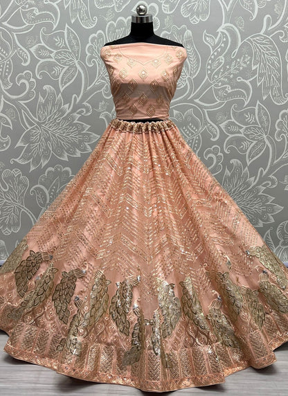 Embroidered Net A - Line Lehenga - L2256