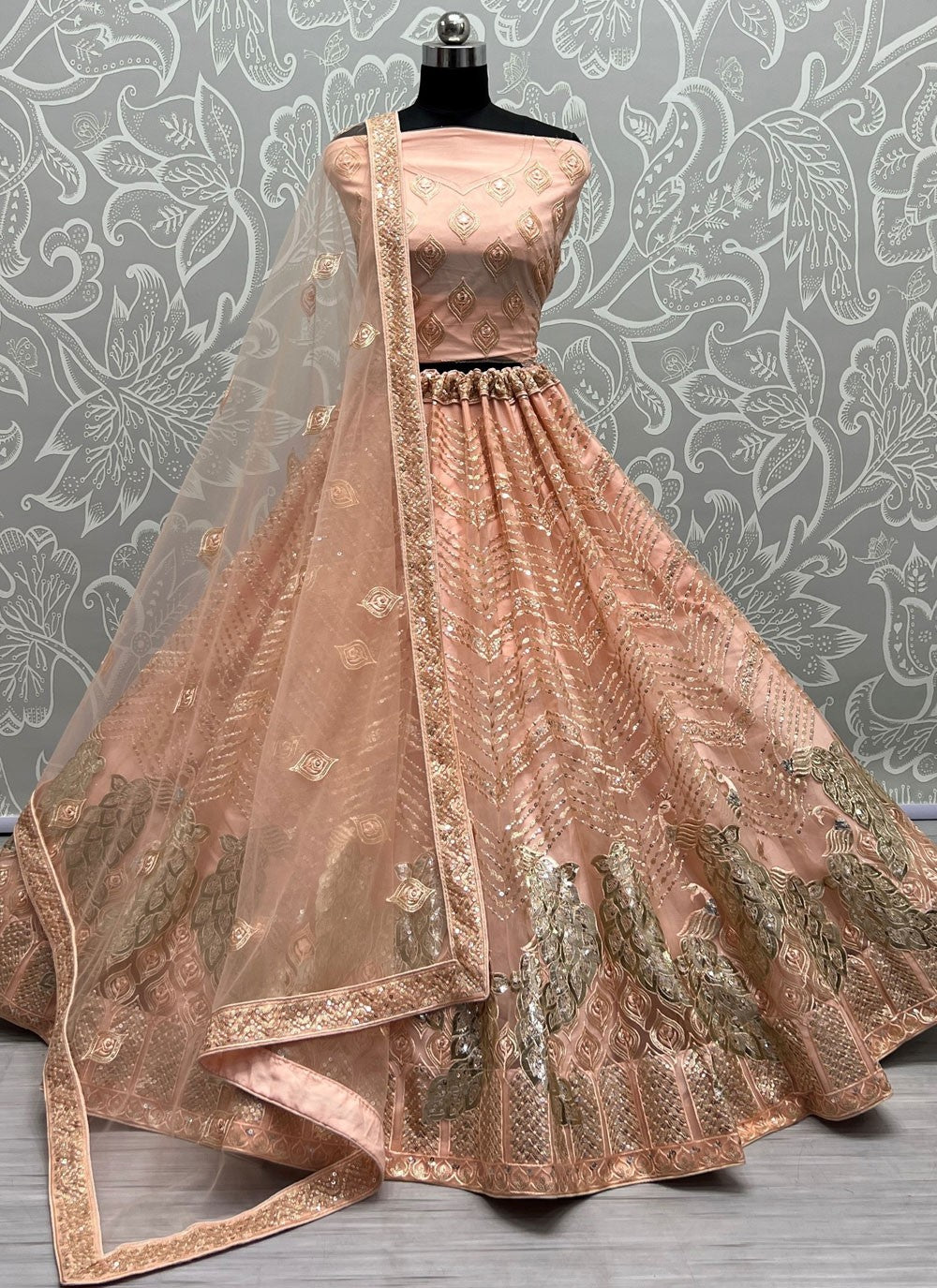 Embroidered Net A - Line Lehenga - L2256