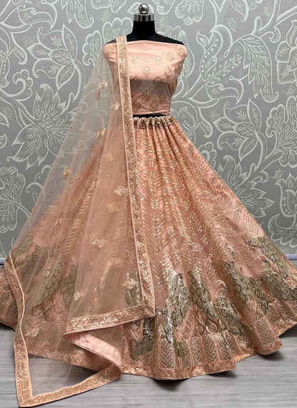 Embroidered Net A - Line Lehenga - L2256