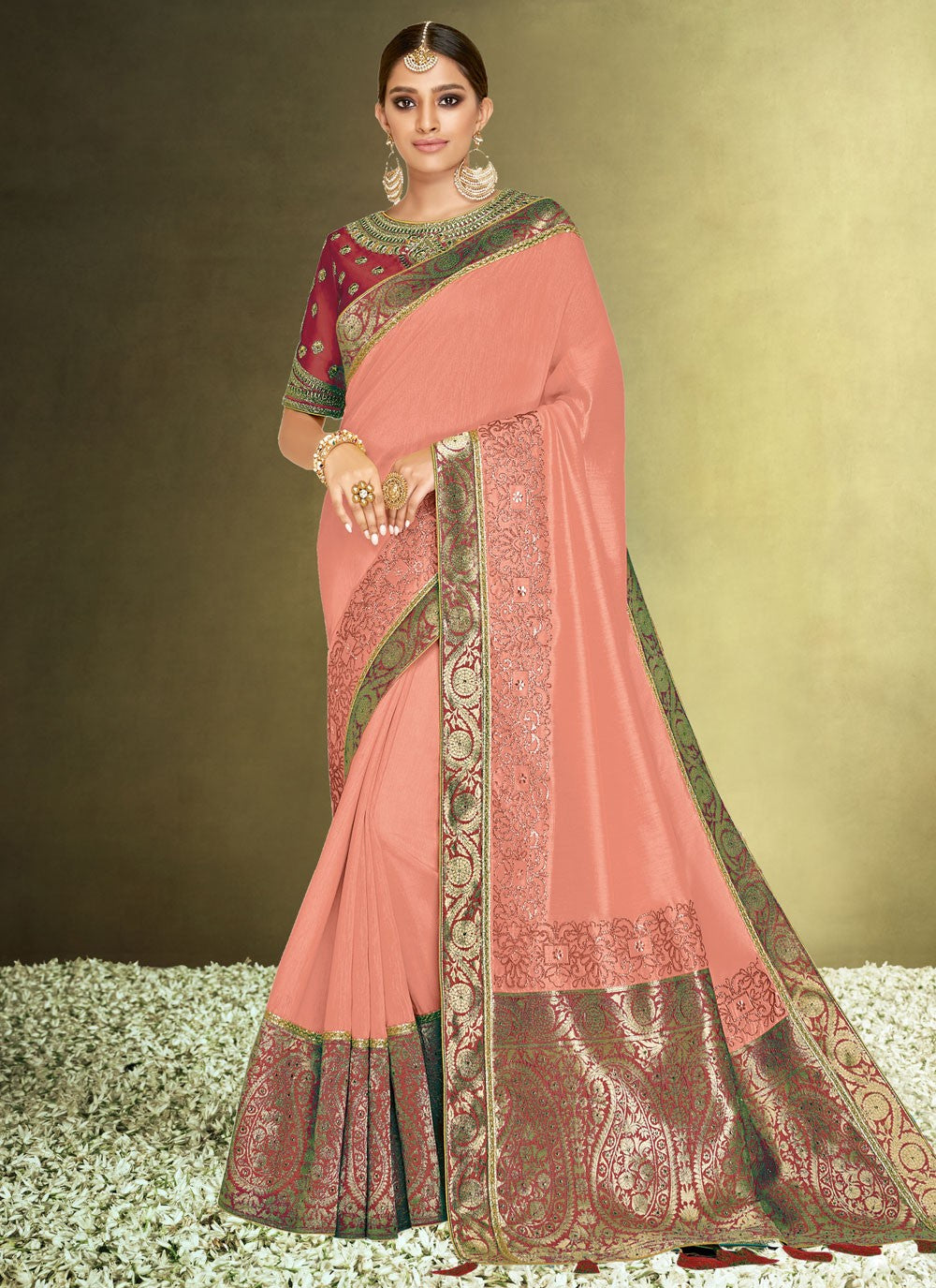 Classic Embroidered Silk Saree - S7548