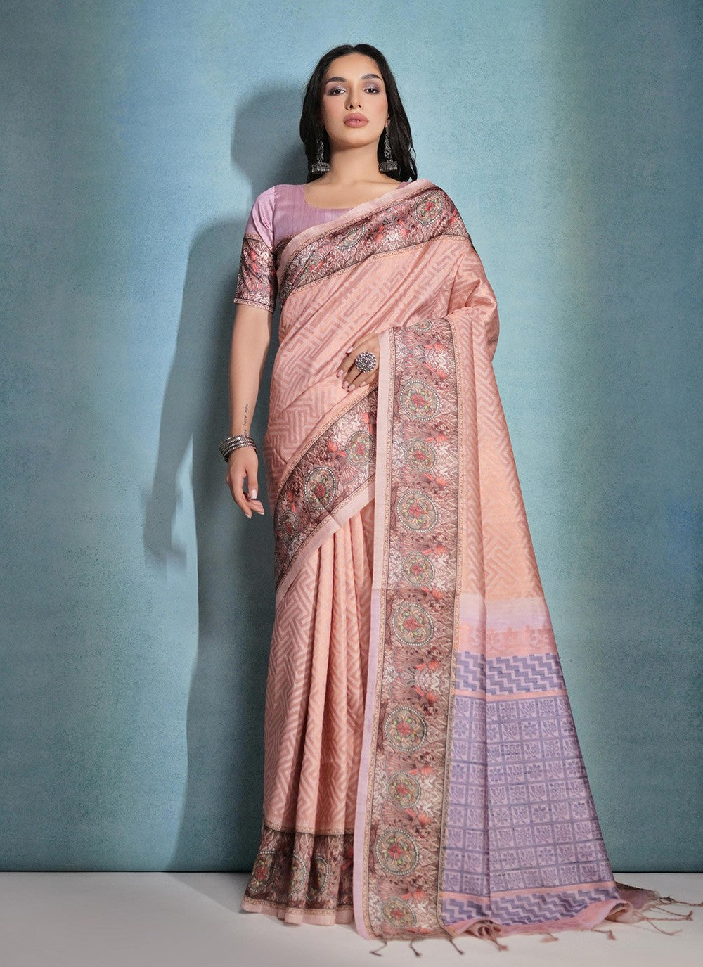 Traditional Printed Cotton Silk Saree - S7142