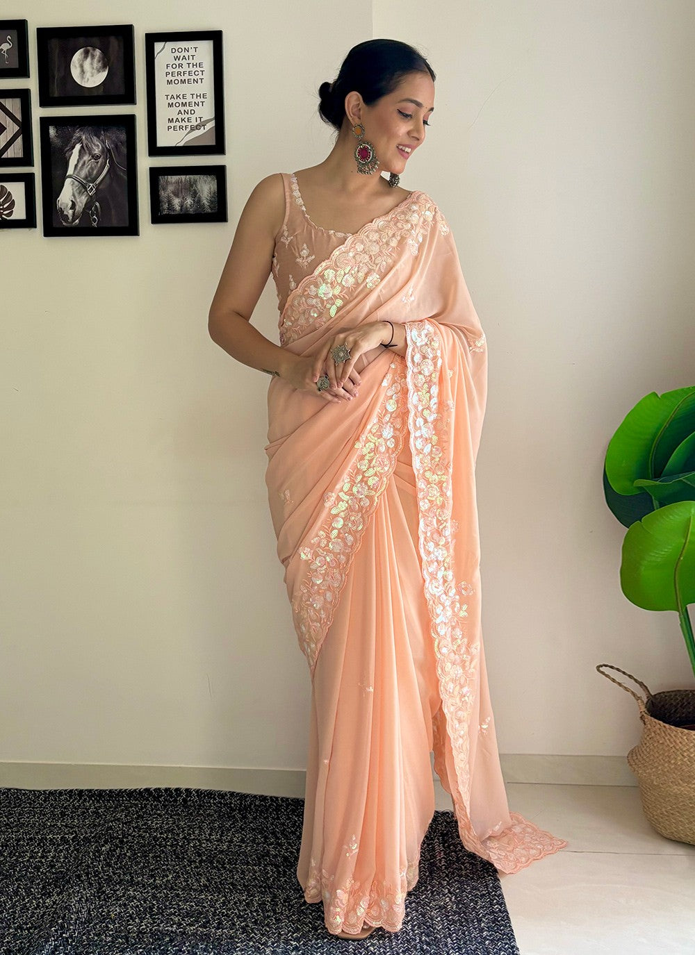 Contemporary Embroidered Georgette Saree - S8020