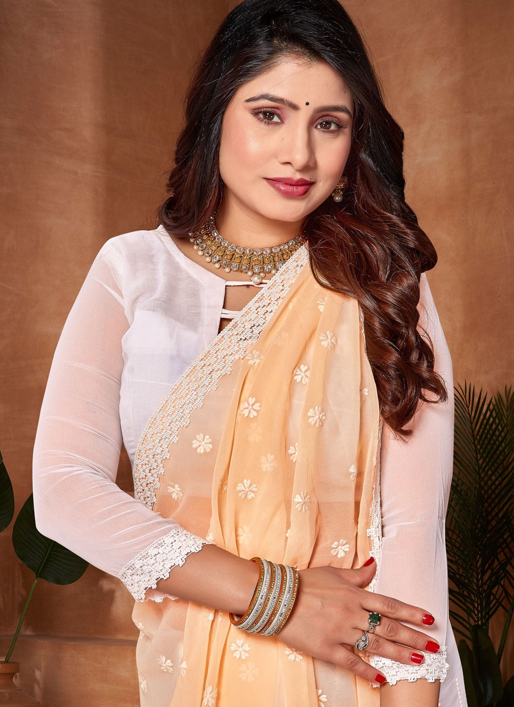 Classic Embroidered Georgette Saree - S9142