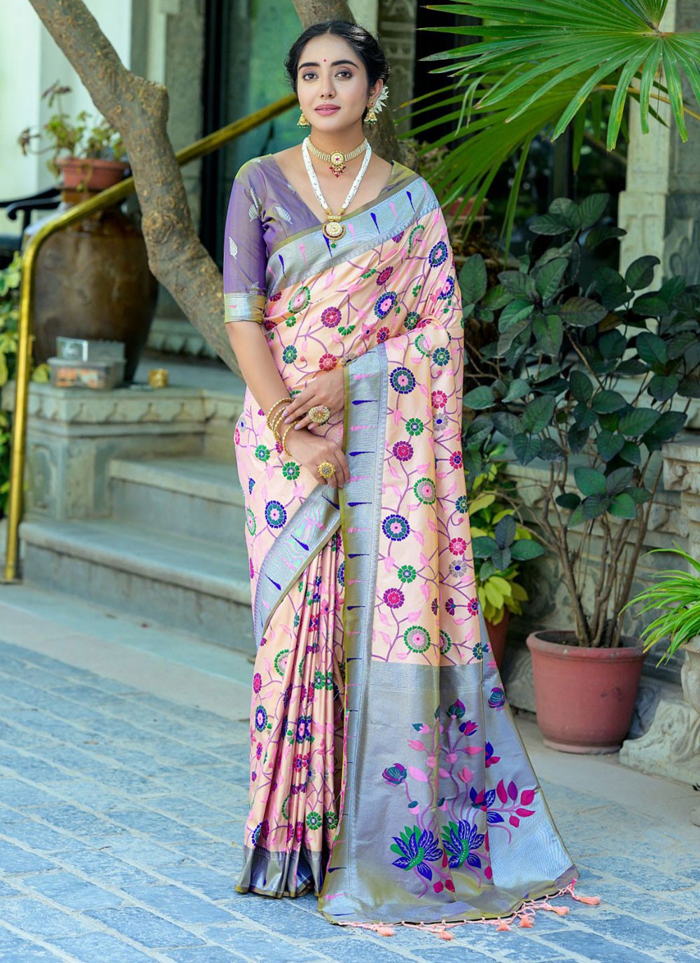 Classic Meenakari Kanjivaram Silk Saree - S4363