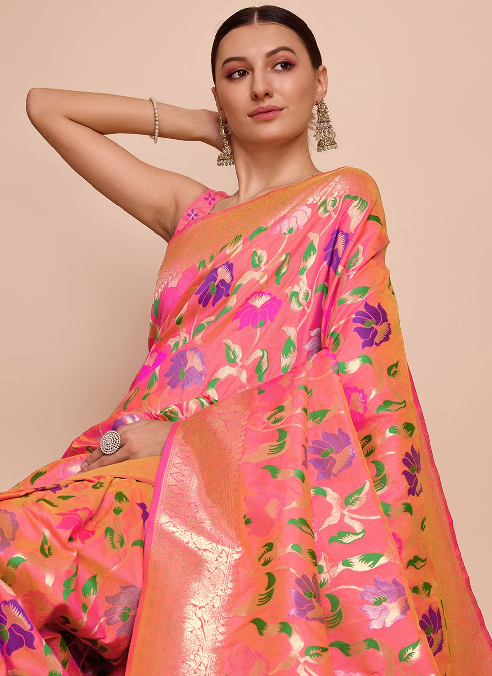 Classic Meenakari Paithni, Silk Saree - S6771