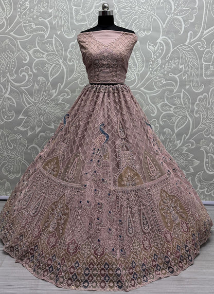 Dimond Net Peach Lehenga - L3371