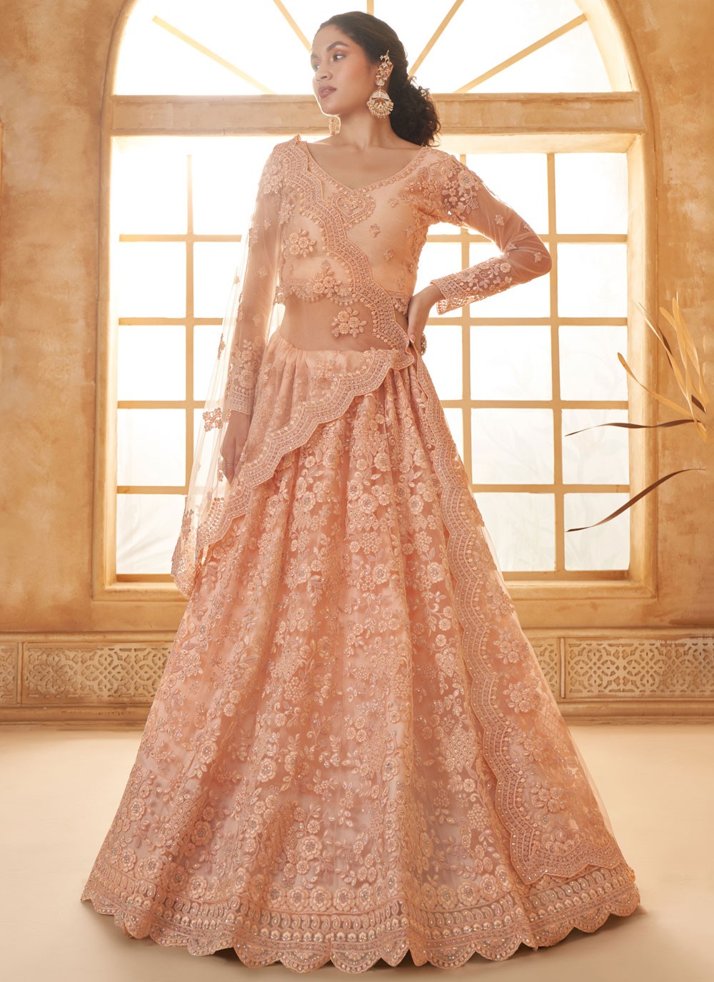 Cord Net A - Line Lehenga - L2719