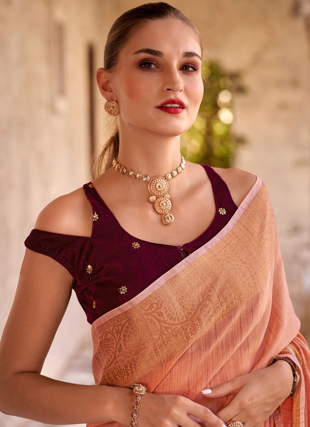 Classic Woven Linen Saree - S7223
