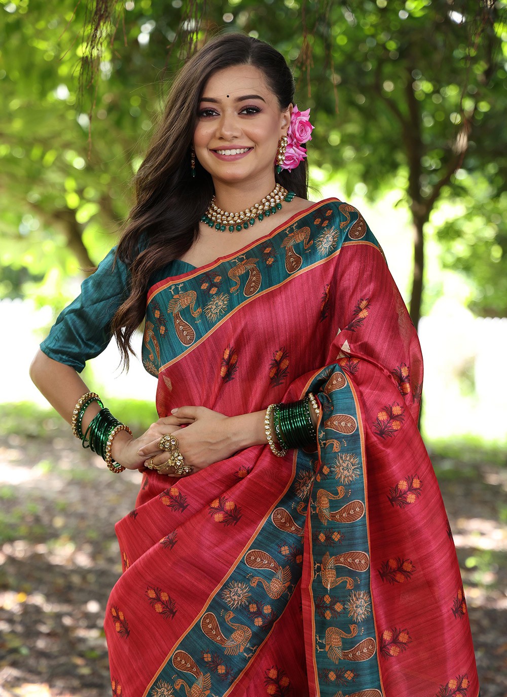 Classic Border Work Tussar Silk Saree - S8459