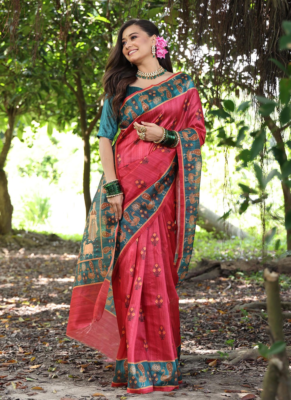 Classic Border Work Tussar Silk Saree - S8459