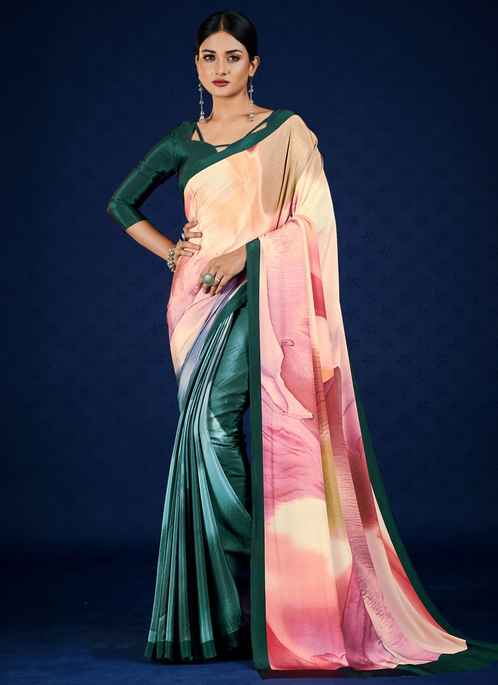 Classic Digital Print Pure Crepe Saree - S7315
