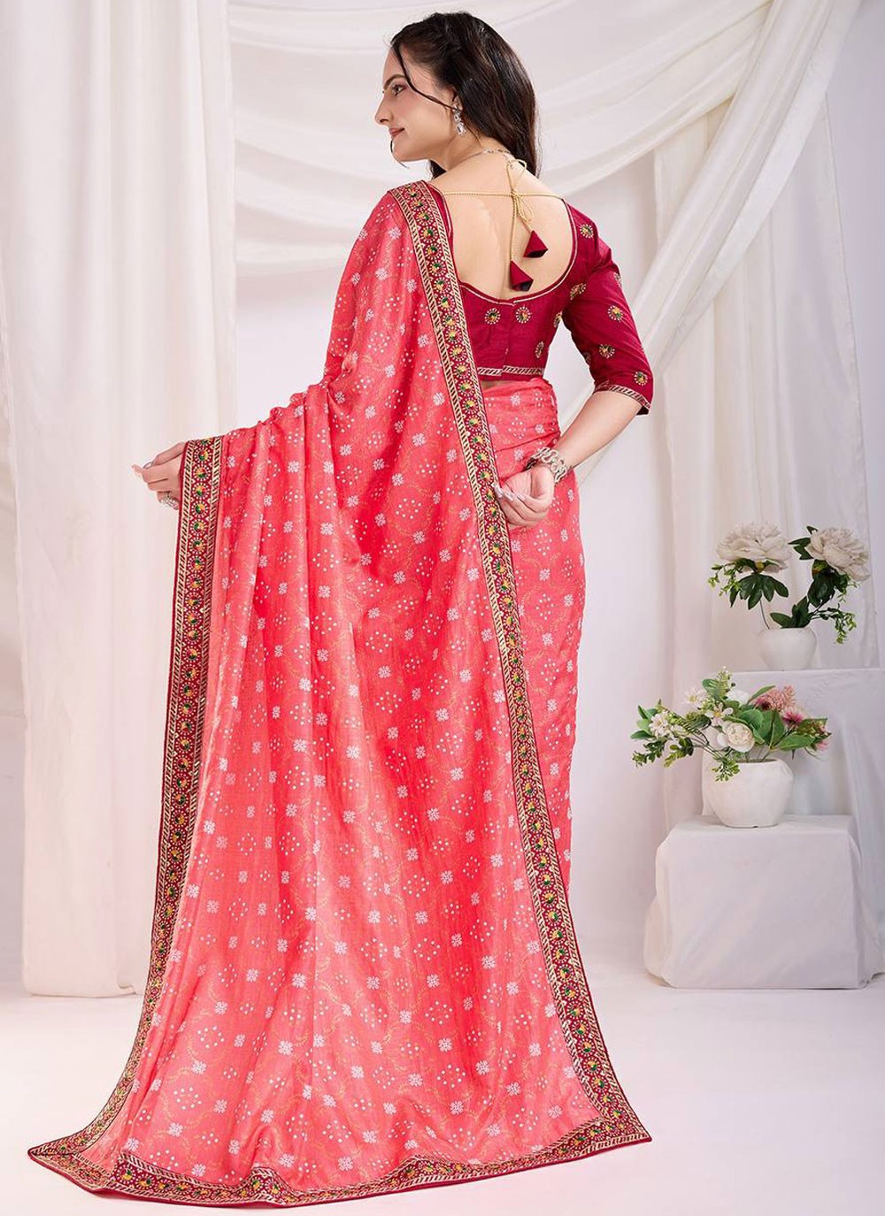 Classic Saree Weaving Zari Peach Silk S12976