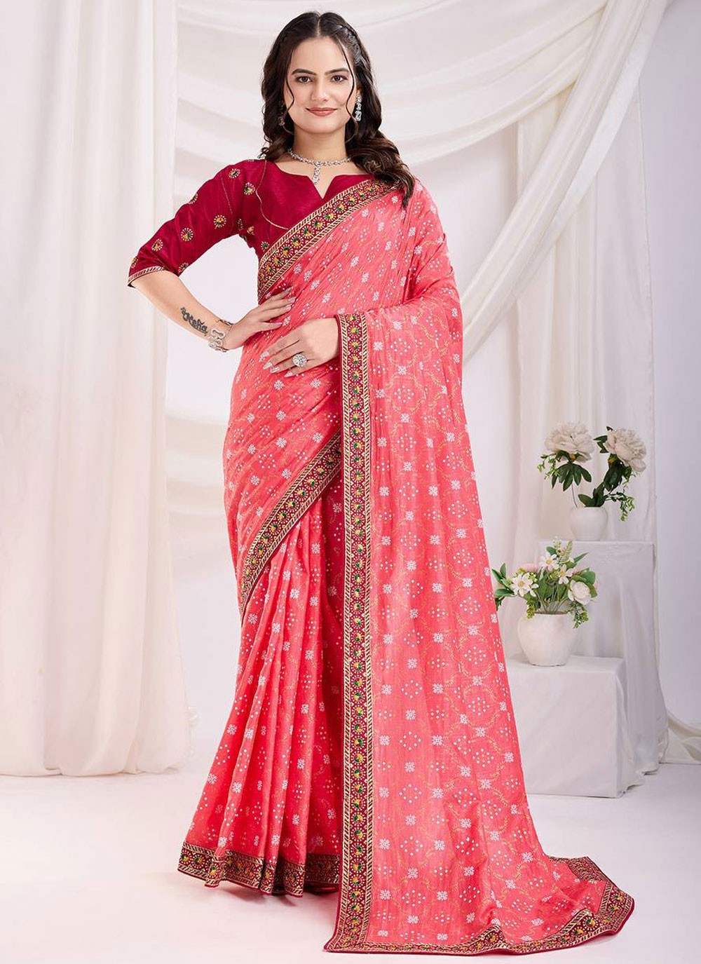 Classic Saree Weaving Zari Peach Silk Saree S12976