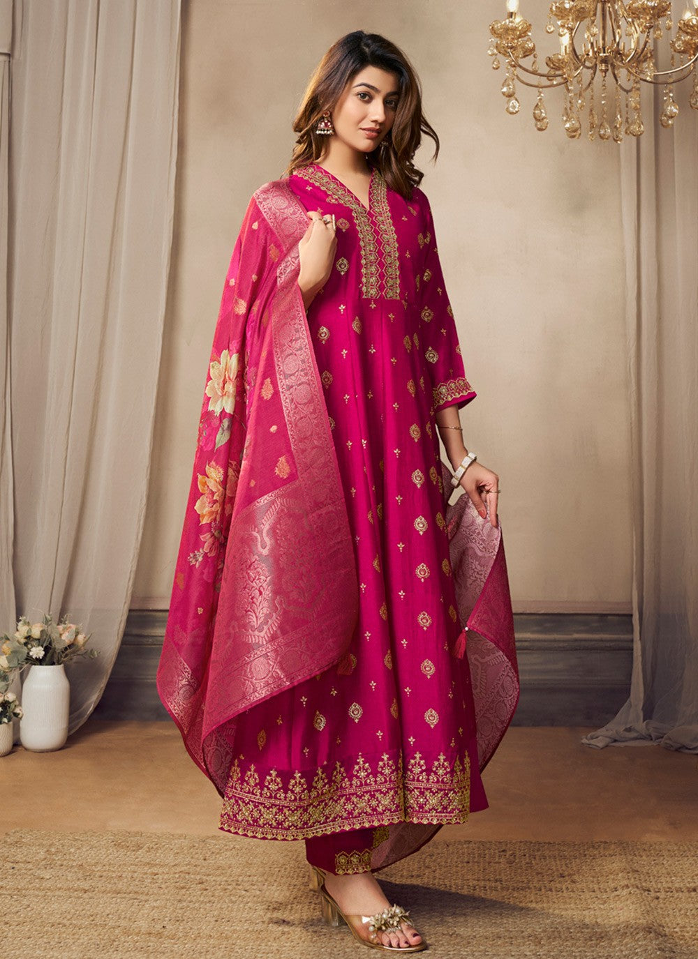 Embroidered Silk Anarkali - T4660