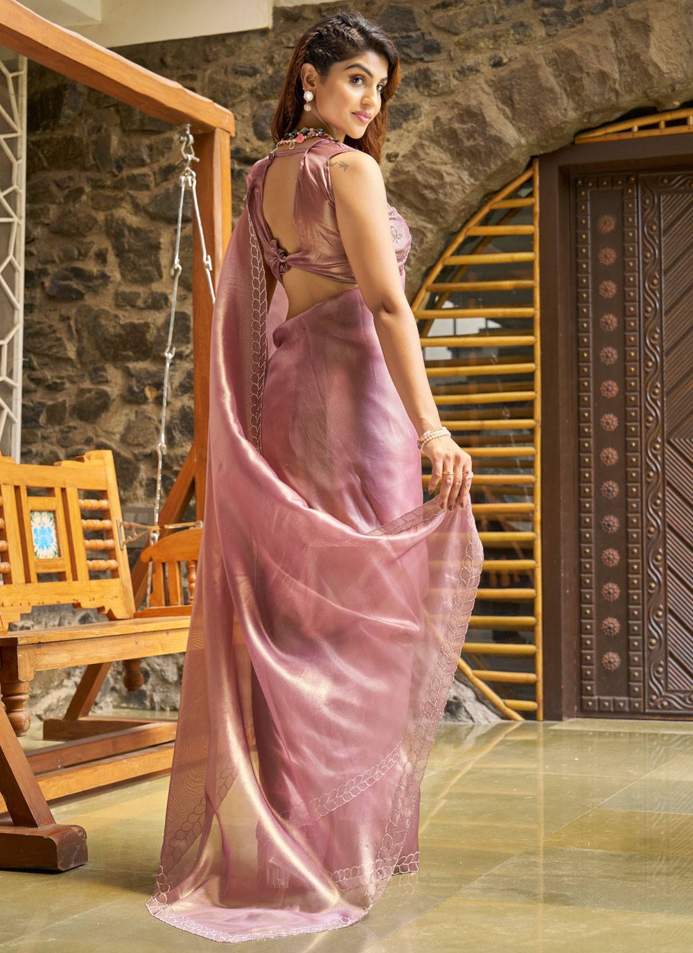 Cutdana, Swarovski Cotton Silk Saree - S11666