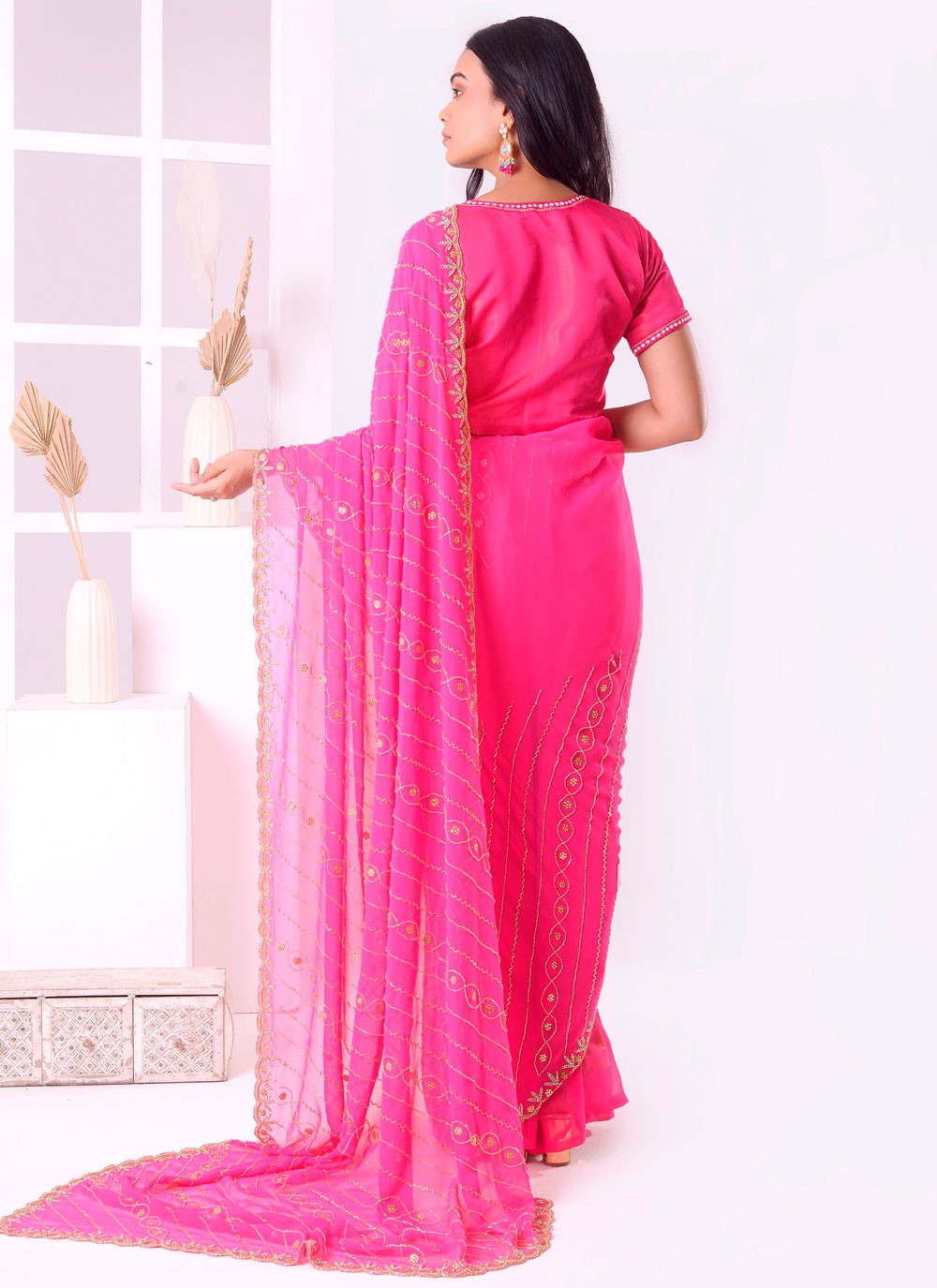 Classic Border Work Georgette Saree - S7887