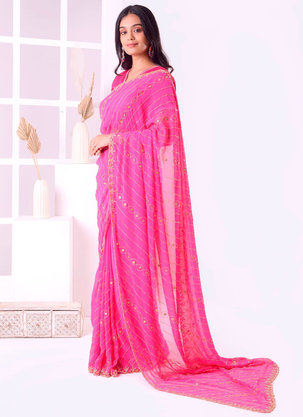 Classic Border Work Georgette Saree - S7887