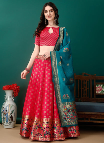 Jacquard Work Jacquard Silk A - Line Lehenga - L2157