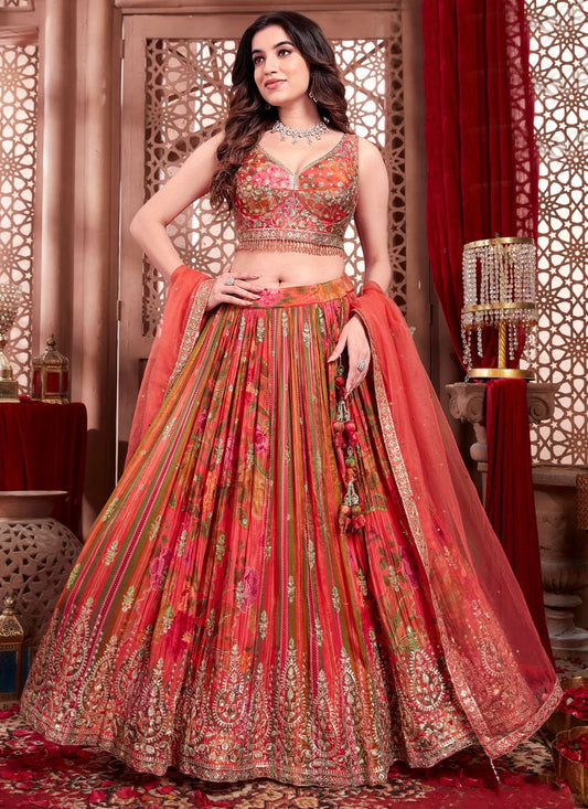 Embroidered Silk Readymade Lehenga Choli - L2673