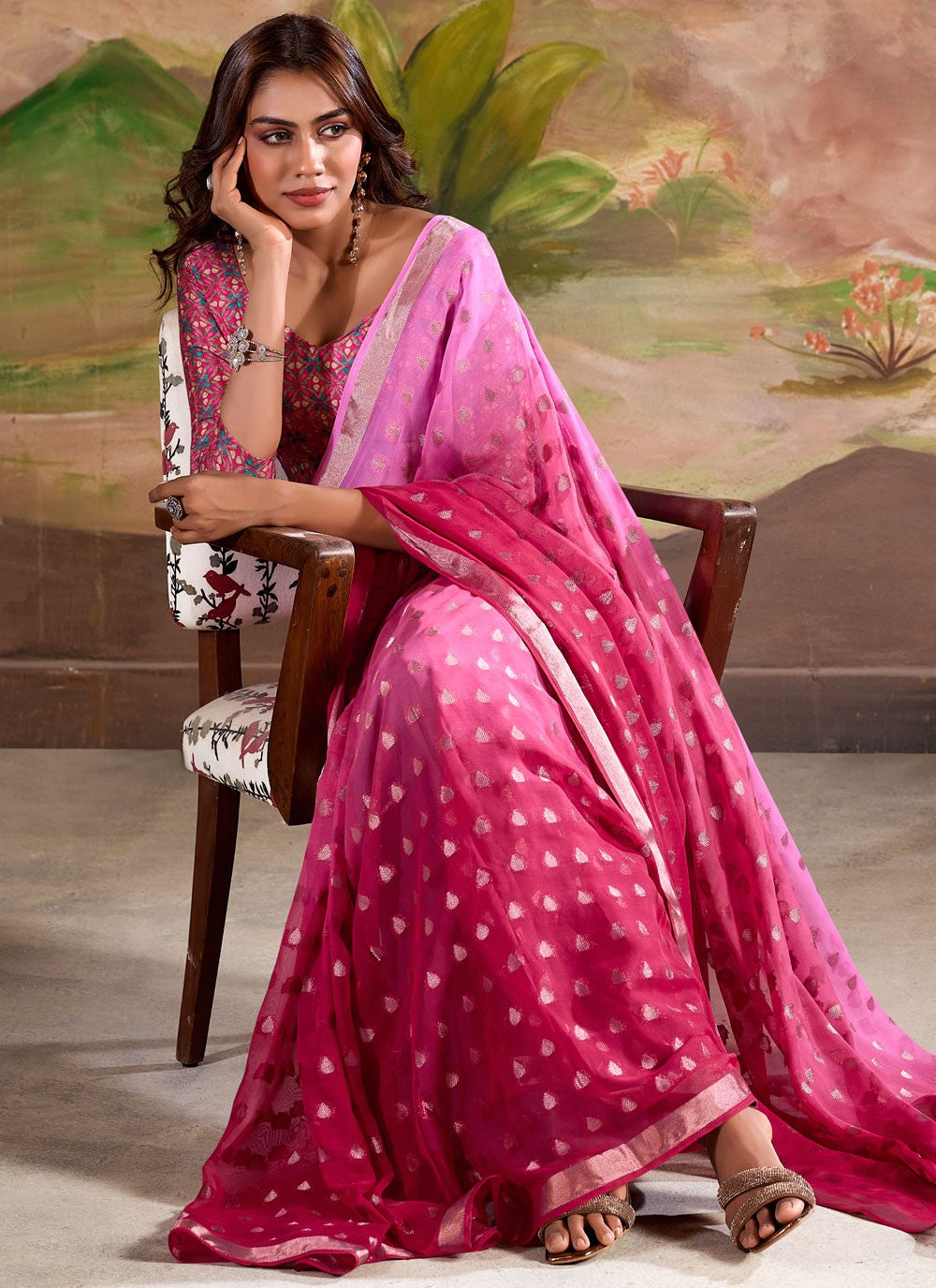 Classic Border Work Georgette Saree - S8256