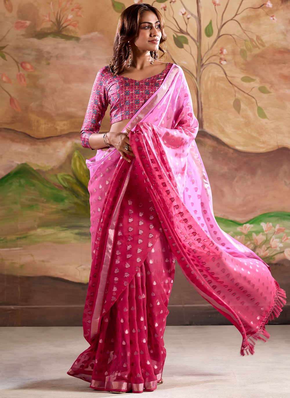 Classic Border Work Georgette Saree - S8256