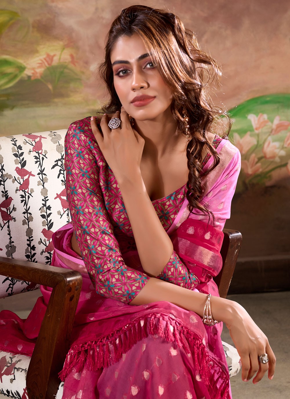 Classic Border Work Georgette Saree - S8256