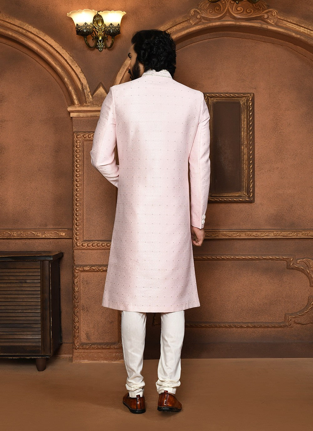 Embroidered Art Silk Pink Sherwani - M8050