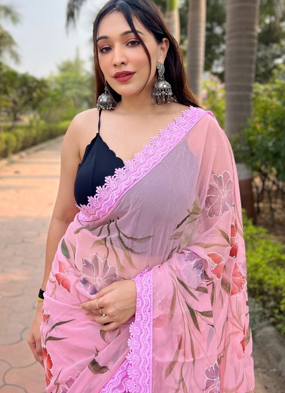Classic Border Work Shimmer Saree - S6244