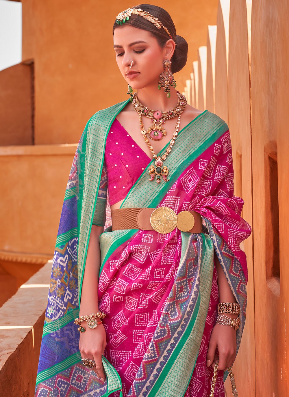 Classic Foliage Prints Cotton Silk Saree - S6712