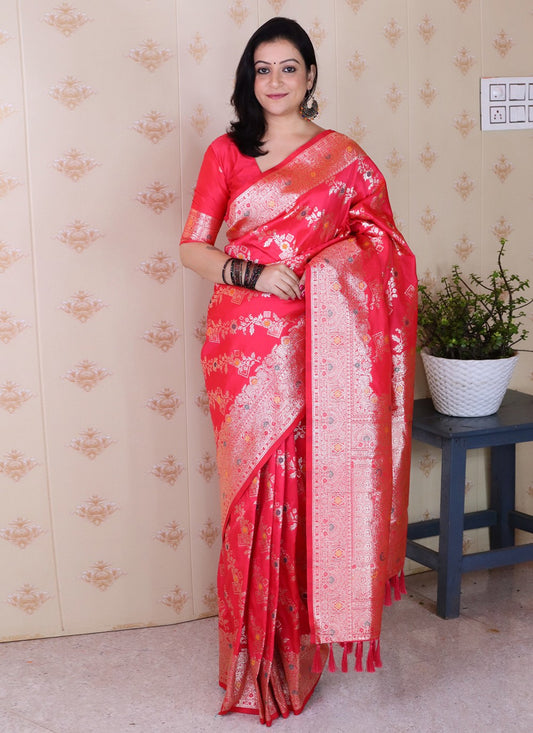 Pink Banarasi Silk Classic Saree Woven S19527