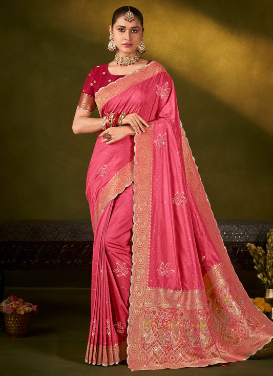 Pink Silk Classic Saree Weaving Zari S19702