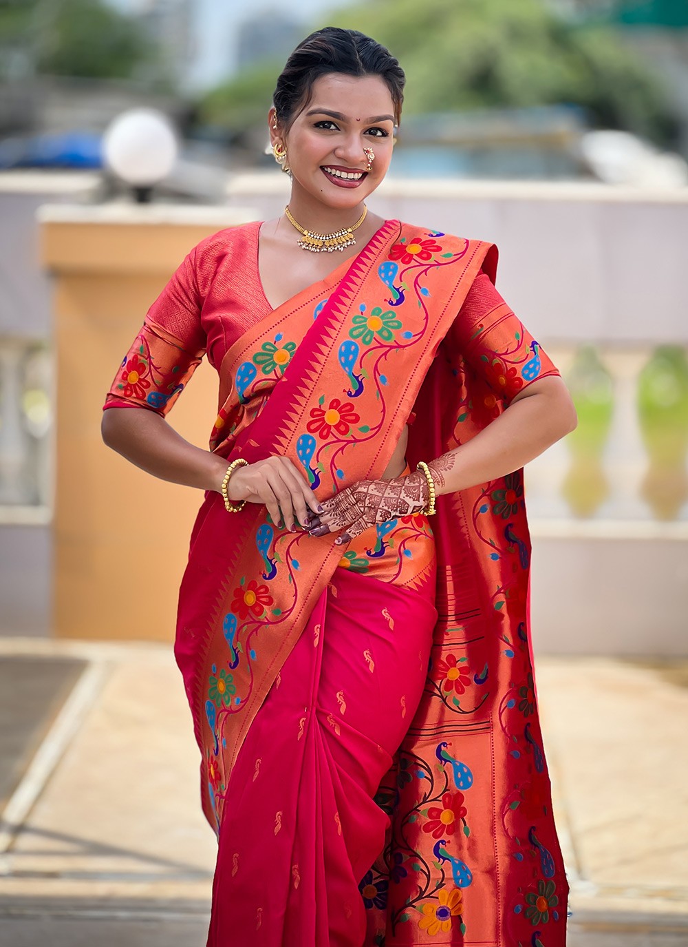 Pink Silk Classic Saree Jacquard Work, Meenakari S19951