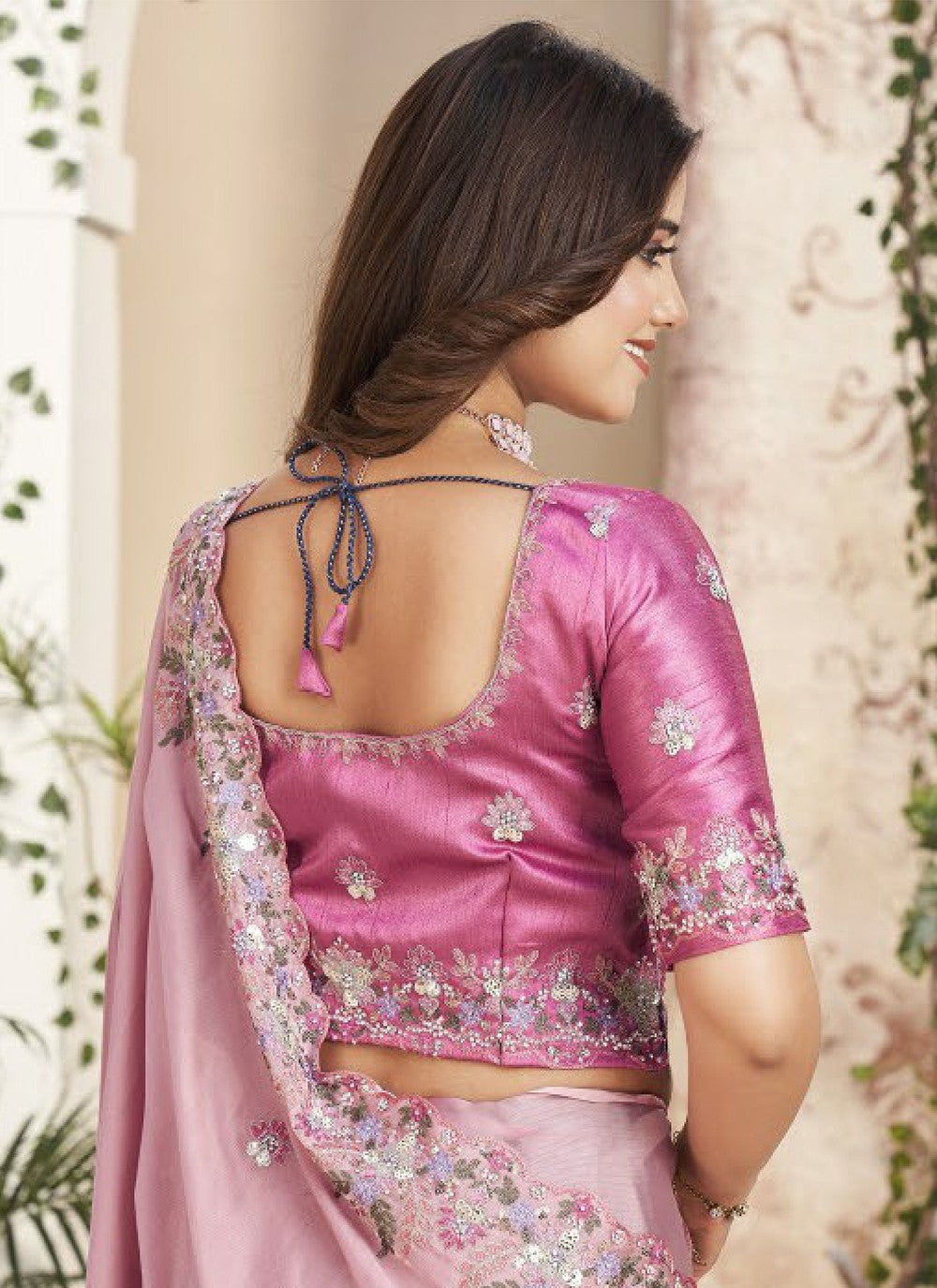 Trendy Embroidered Fancy Fabric Saree - S5206