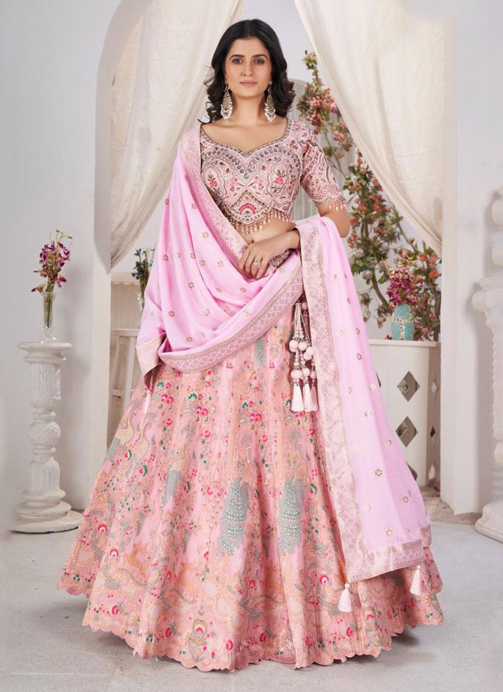 Embroidered Jacquard Readymade Lehenga Choli - L2779