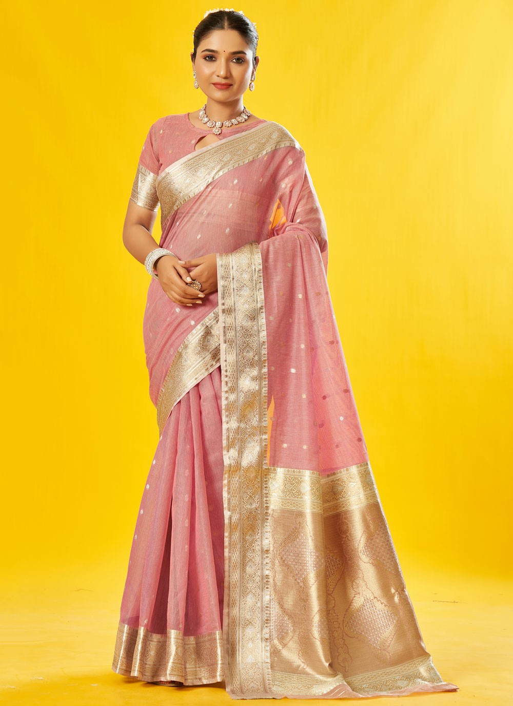 Classic Border Work Cotton Saree - S7592