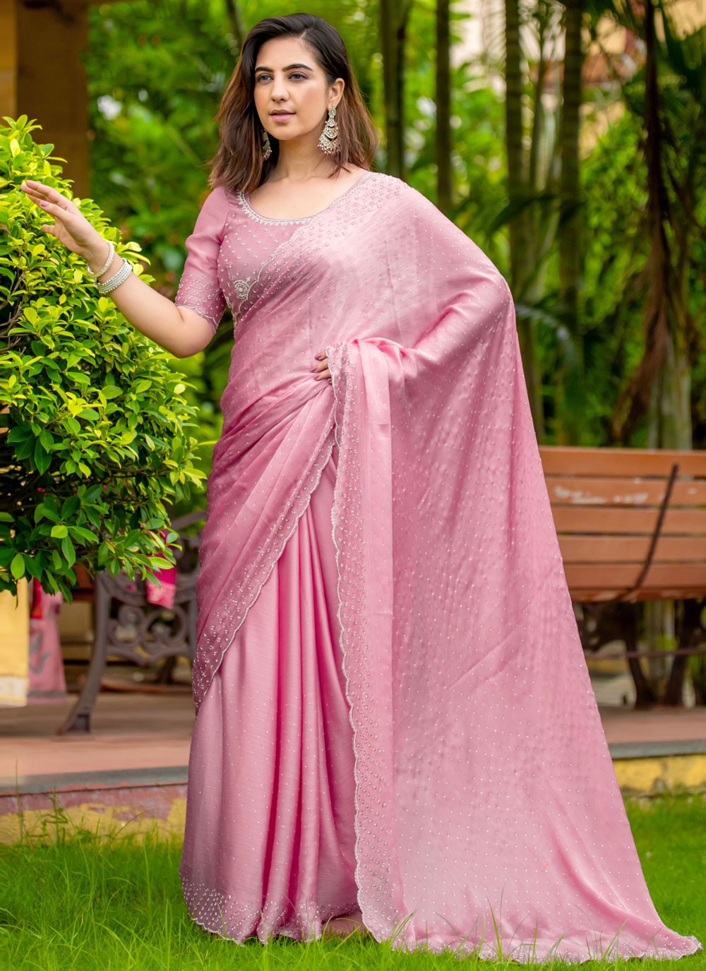 Classic Cord Satin Saree - S7996