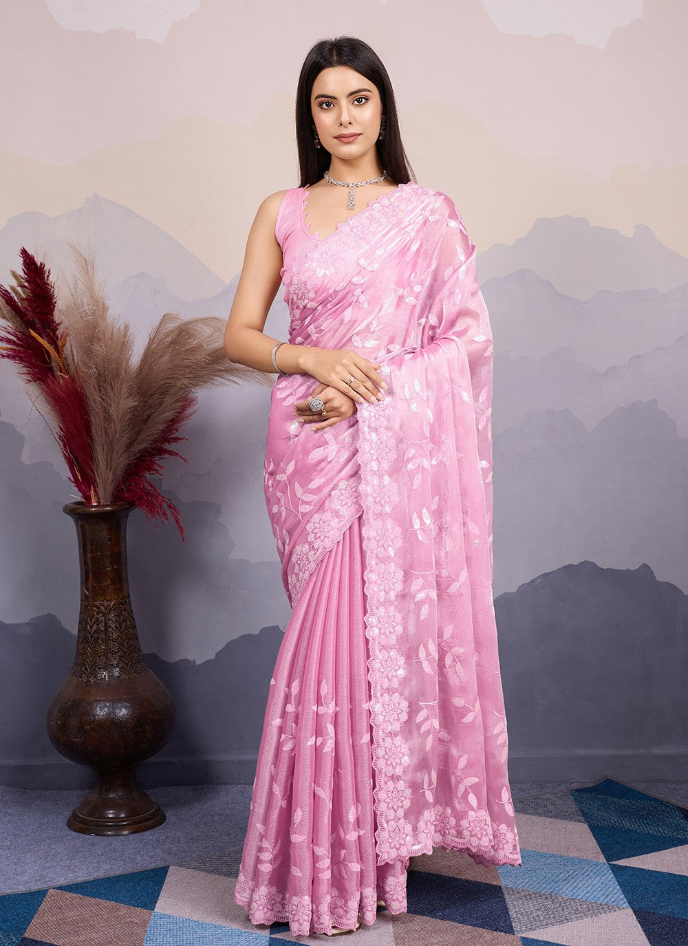 Classic Embroidered Silk Saree - S8532
