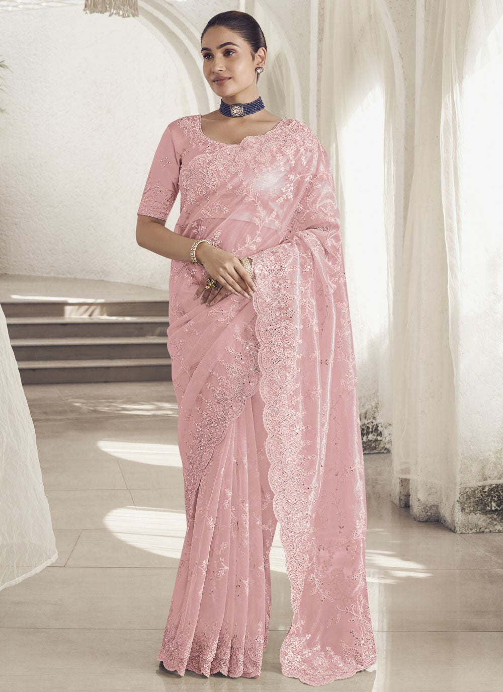 Classic Cord Fancy Fabric Saree - S8706