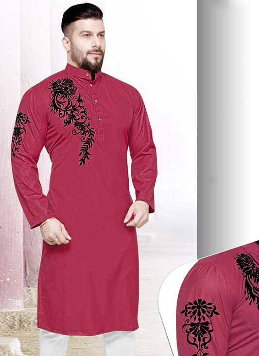 Resham Cotton Pink Kurta - M2264