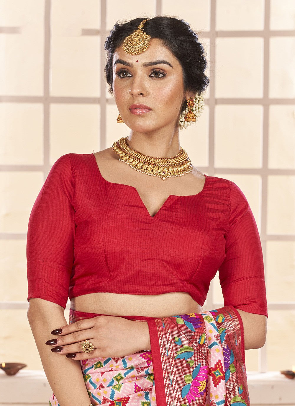 Border Work Cotton Silk Pink Trendy Saree S15290