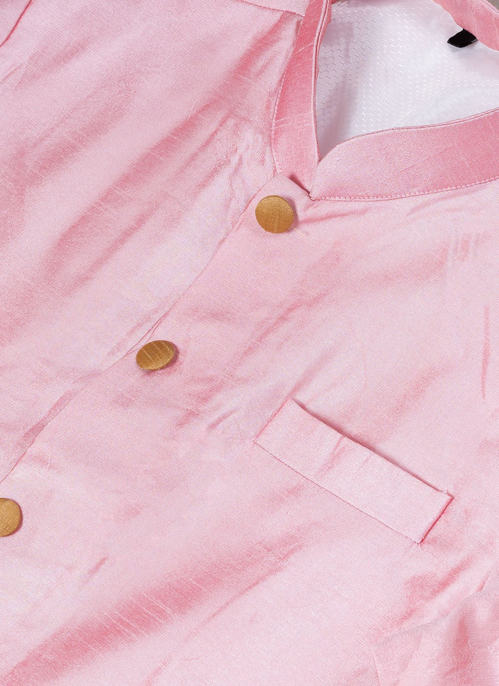 Plain Dupion Silk Pink Indo Western - M7060
