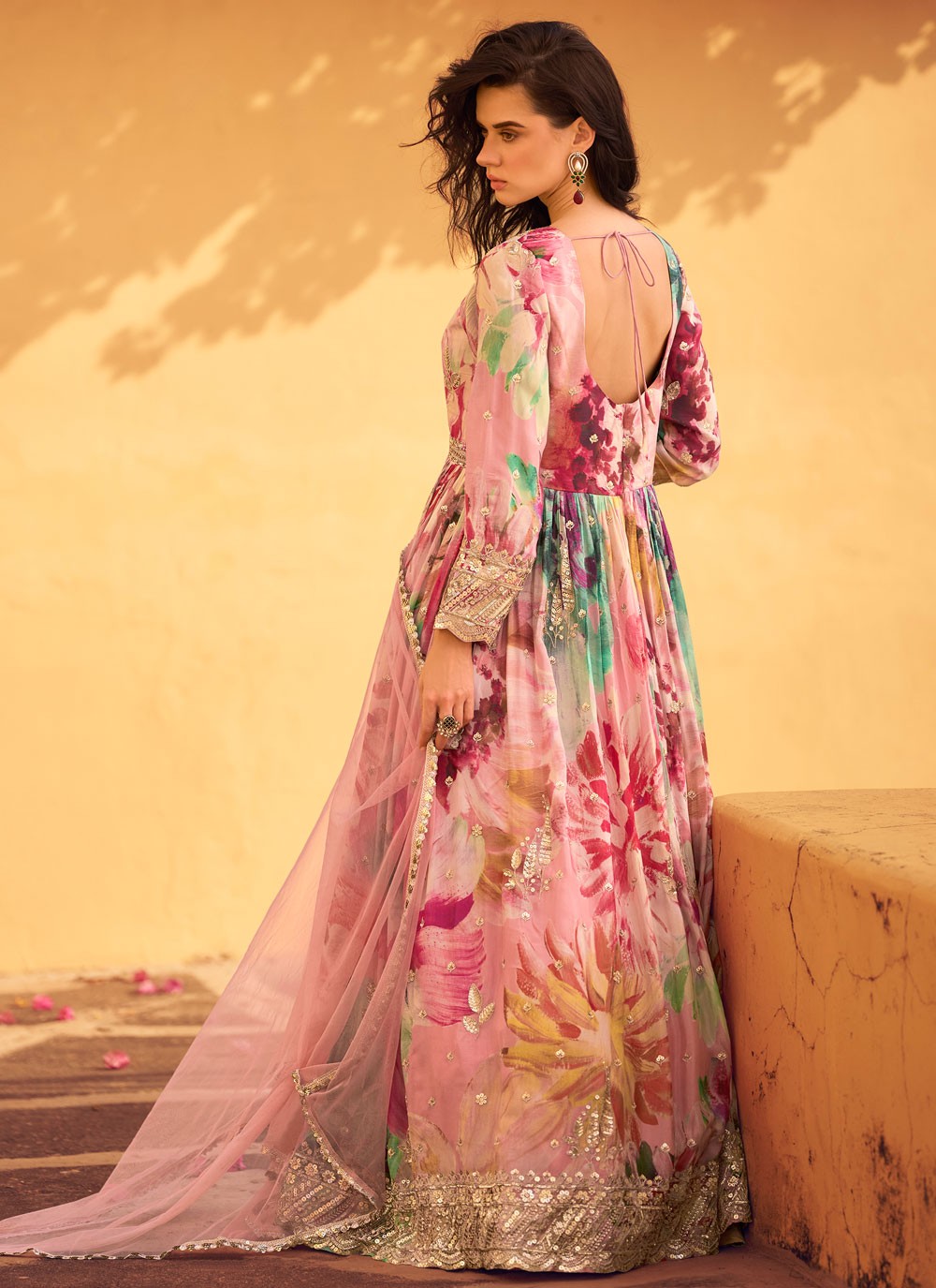 Embroidered Chinon Gown - G1858