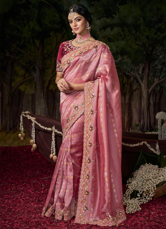 Pink Silk Traditional Saree Embroidered S20491
