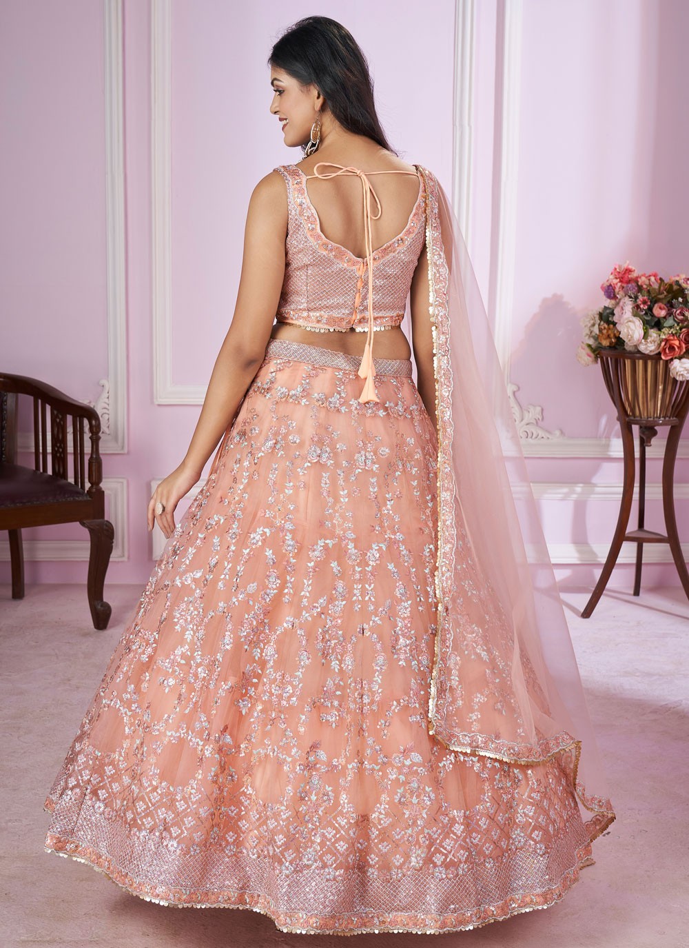 Embroidered Net A - Line Lehenga - L2142
