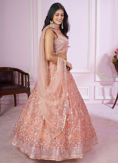 Embroidered Net A - Line Lehenga - L2142
