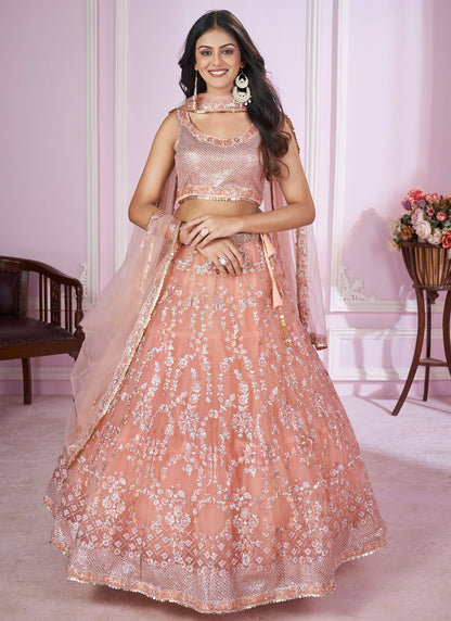 Embroidered Net A - Line Lehenga - L2142