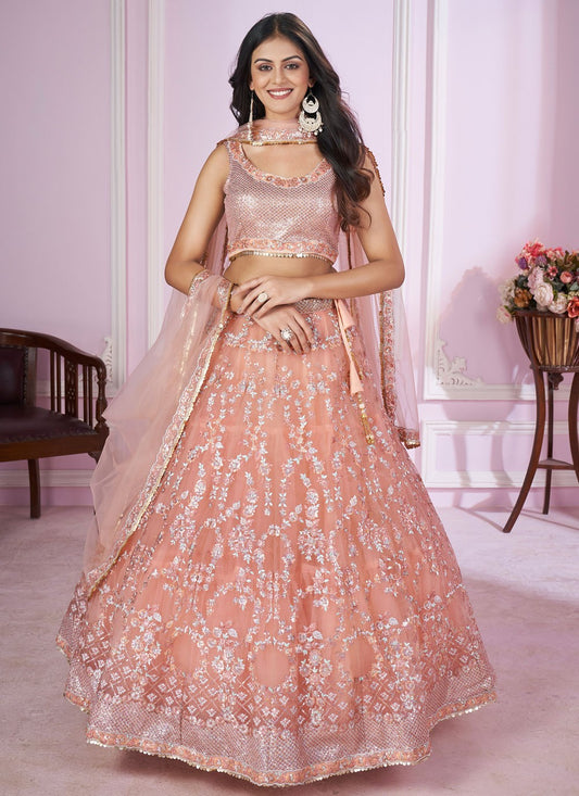 Embroidered Net A - Line Lehenga - L2142