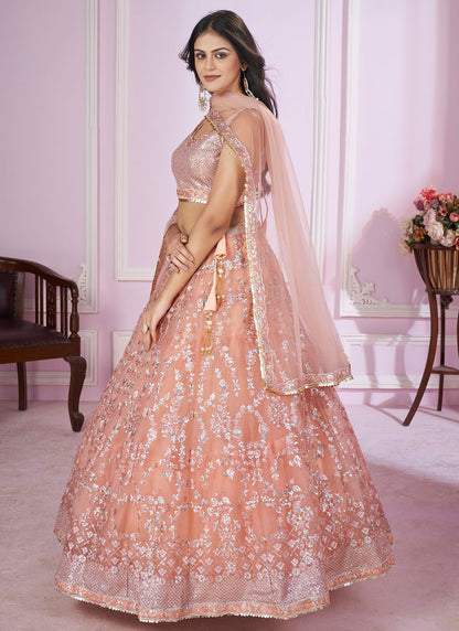 Embroidered Net A - Line Lehenga - L2142
