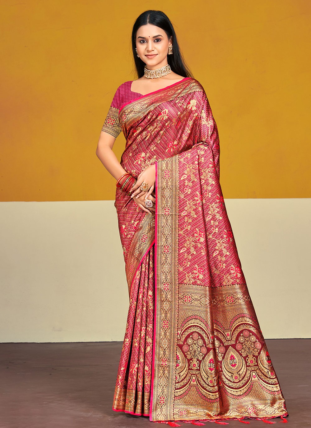 Traditional Weaving Zari Satin Silk Saree - S8597