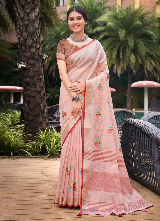 Classic Thread Linen Saree - S4158
